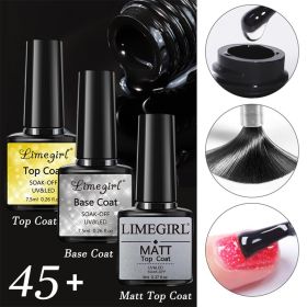 LIMEGIRL 7.5ml/4 Bottles of Top Coat Base Coat Matt Top Coat Fast Air Dry Primer Gel Polish Set At Home DIY Nail Salon Girl Gift