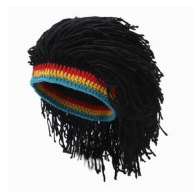 1Pc Reggae Jamaican Rasta Hat Dreadlocks Wig Caribbean Beret Cap Beret Dress Apparel Accessories Fashion Style New (Option: Black-56to60cm)