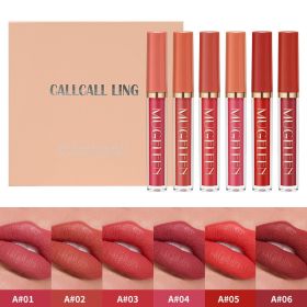 CALLCALL LING Transfer-Proof Velvet Matte Liquid Lipstick Set - 6-Piece Set , Long-Lasting Non-Smudge (Option: A)