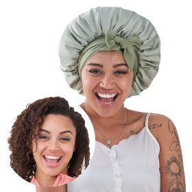 Silk Bonnet for Sleeping Women, Satin Hair Bonnet for Sleeping for Wavy Curly Natural Hair Women Men - Green (default: default title)