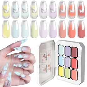 Limegirl Gradient Painting Gel, 9 Bright Colors Ombre GelNail Polish for Pigment Pat Nails Nails French ManicureSoak Off UV Set (Color: G120-5)